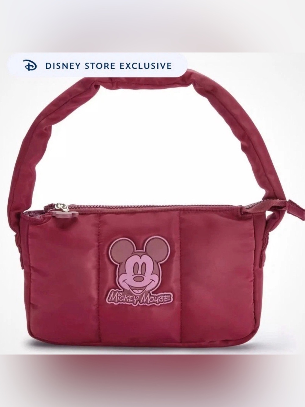 Disney Mickey Mouse Quilted Burgundy Crossbody Shoulder Bag